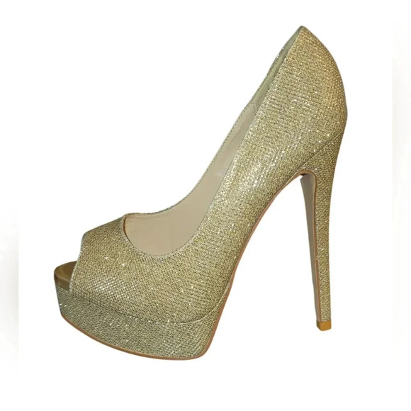 Merumote Gold Platform Stilettos EUC Size 6.5 - Picture 2 of 7